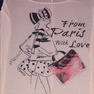 Cream assymmetrical crop “from Paris with love”